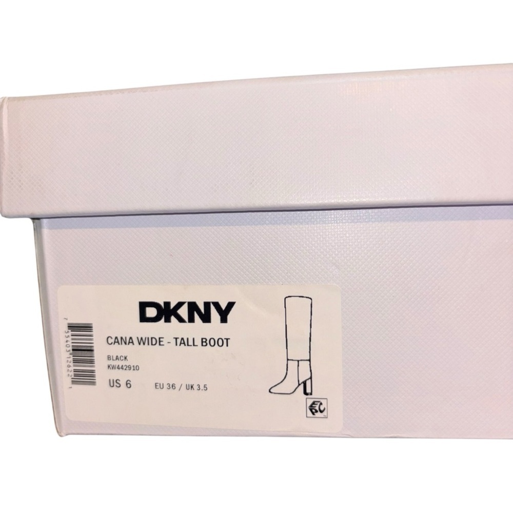 DKNY Cana Wide Calf Black Tall Boots Size 6 Block Heel Knee High NIB - Picture 7 of 8
